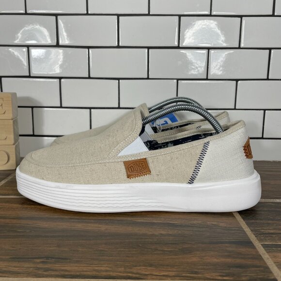 Hey Dude Sunapee Craft Mens Size 9 Shoes Beige White Casual Comfort Slip On NEW - Picture 1 of 12